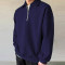 Custom factory oversized blank sweatshirts men half zipper dark bule drop shoulder sport pullovers