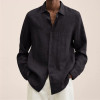 Custom spring shirts loose linen solid long sleeve button shirt for male blouse tops polo shirts