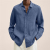 Custom spring multi-color loose linen logo lapel shirts men's button down shirt tops polo shirts