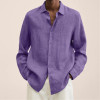 Custom spring multi-color loose linen logo lapel shirts men's button down shirt tops polo shirts