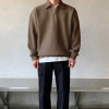 Custom plus size blank sweatshirts men half zipper lapel drop shoulder pure cotton pullovers