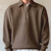 Custom plus size blank sweatshirts men half zipper lapel drop shoulder pure cotton pullovers
