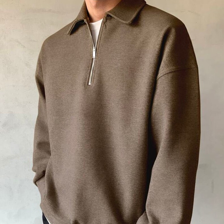 Custom plus size blank sweatshirts men half zipper lapel drop shoulder 