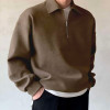 Custom plus size blank sweatshirts men half zipper lapel drop shoulder pure cotton pullovers