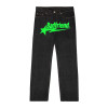 Custom new high quality stretch casual street black screen printed denim pants for men jeans
