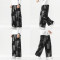 Custom patchwork wide leg multi pockets jeans vintage streetwear baggy silhouette cargo men's pants