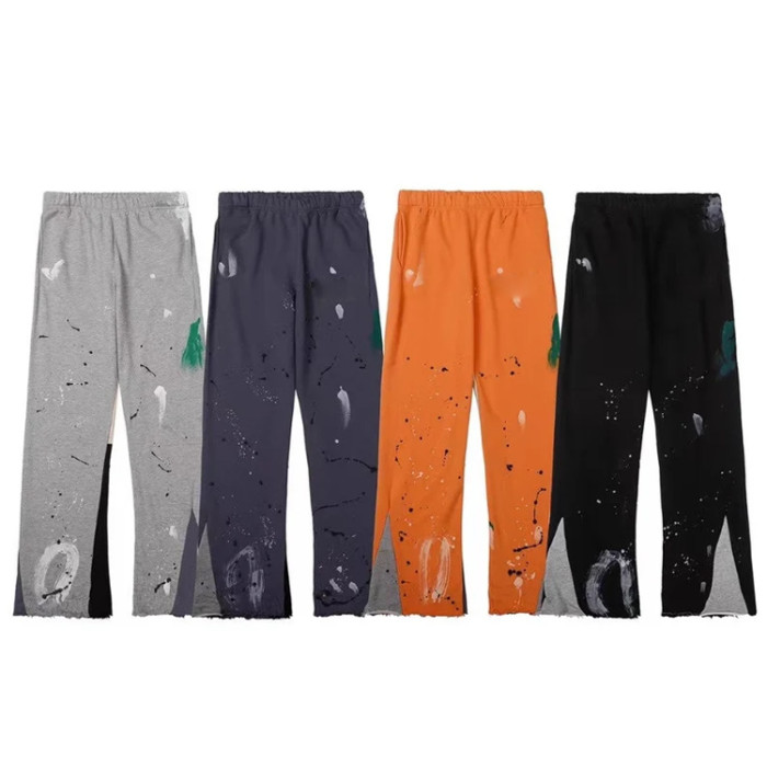 Custom manufacturer graffiti flared pants men joggers color block patchwork paint splash sweatpants
