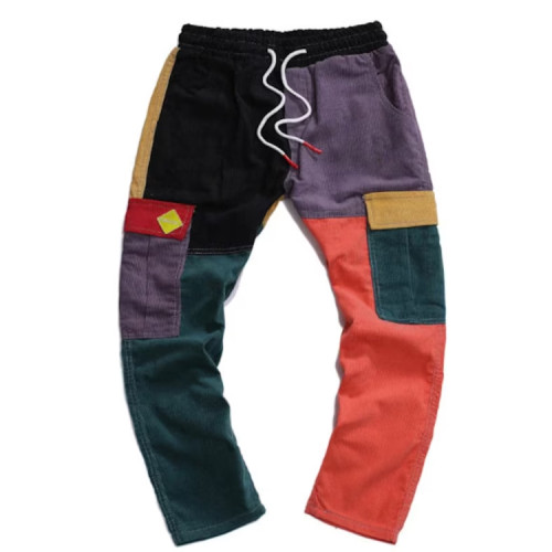 OEM pants | Multi-pockets jogger pants fashion hip hop with drawstring cargo pants patchwork outdoor