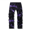 Custom streetwear manufacturer lightning men linen durable jeans high quality anti shrink pants