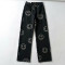 Custom pants | Smiling face print pants | Plus size pants | Blue denim pants | Straight-leg pants