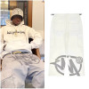Custom mens hip hop denim pants custom brand logo printed ankle-tied trousers multifunction pants
