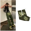 Custom mens hip hop denim pants custom brand logo printed ankle-tied trousers multifunction pants