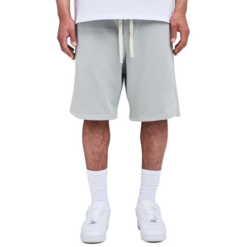 Custom men vintage 100% cotton men's 3D puff print shorts with drawstring plus size men acid wash shorts
