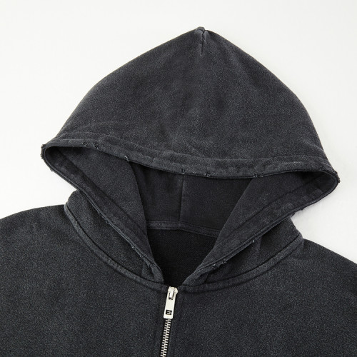 OEM hoodies | Casual solid color hoodies | Metal zipper hoodies | Custom logo embroidery hoodies