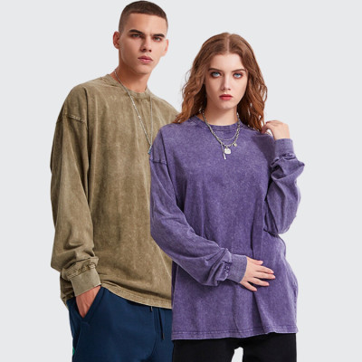 Custrom Mens Streetwear Sweatshirts Hoodies|Oversized|Blank|Drop-Shoulder|Unisex|O-Neck|Acid Washed