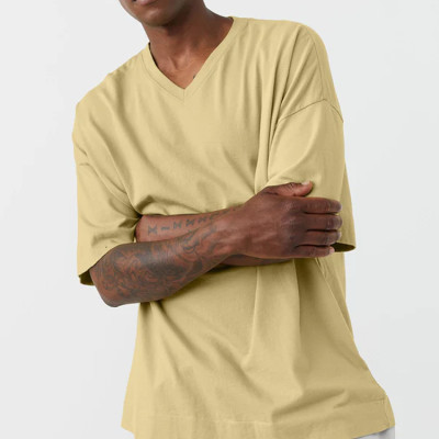 Custom Mens Blank Casual T Shirts|V-Neck|Plus Size|Drop Shoulder|Plain|Cotton|OEM|Summer|Casual