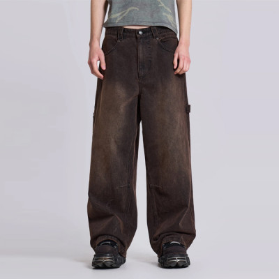 Custom pants | Brown pants | Solid color pants | Streetwear pants | Loose pants | Buttons pants