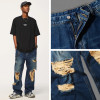 Custom Mens Streetwear Denim Jeans | Distressed | Washed | Ripped | Denim | Loose Fit | Vintage