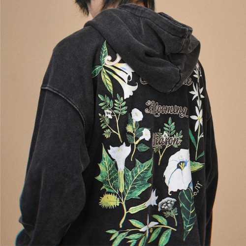 Custom hoodies | Floral print hoodie | Black hoodies | Artistic hoodie | Fashion retro hoodies