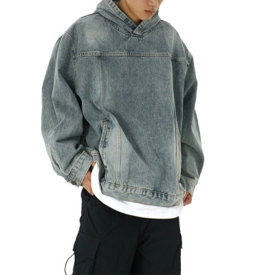 Oem hoodie | Light blue denim hoodie | Loose casual hoodie | Comfortable hoodie | Solid color hoodie