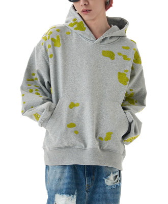 Oem hoodie | Gray hoodies | Green flocked hoodie | Stylish minimalist hoodie | Thin hoodies