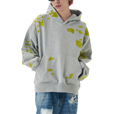 Oem hoodie | Gray hoodies | Green flocked hoodie | Stylish minimalist hoodie | Thin hoodies