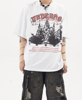 Custom T-shirt | Custom castle print t-shirt | Men's fashion t-shirts | 2024 Summer new t-shirts