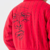 Custom jackets | Abstract face embroidered jacket | Lapel jacket | Red jacket | Zipper jackets