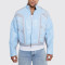 Custom jackets | Sky blue jacket | Leather jackets | Short jackets | Alphabet embroidered jackets