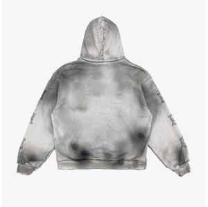 Custom Mens Streetwear Hoodies | Spray | Zip Up | White | Metal Zipper | Custom Logo | Printed Logo