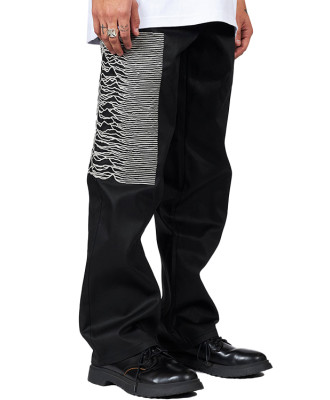 Custom pants | Wave print pants | Simple black and white pants | Spandex pants | Fashion loose pants