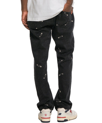 OEM pants | Silver pin embellished pants | Personalized pin denim pants | Trendy street style pants