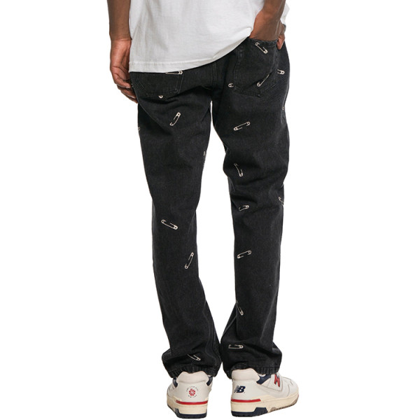OEM pants | Silver pin embellished pants | Personalized pin denim pants | Trendy street style pants