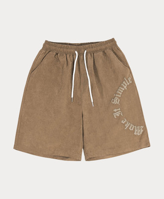 OEM shorts | Brown loose shorts | Alphabet print shorts | Drawstring shorts | Street vintage shorts