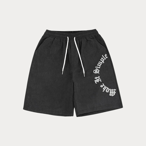 OEM shorts | Brown loose shorts | Alphabet print shorts | Drawstring shorts | Street vintage shorts