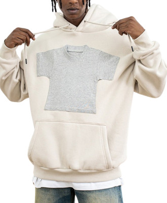 Custom hoodies | Beige hoodie | Pullover drawstring hoodie | Mini t- shirt graphic print hoodies