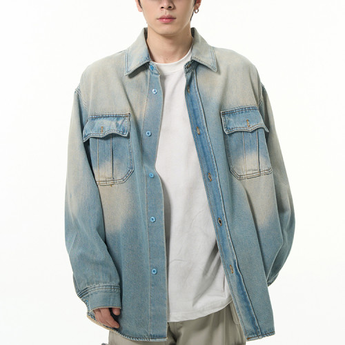 Oem jacket | Light blue jacket | Faded denim jacket | Casual vintage jacket | Flap pockets jacket