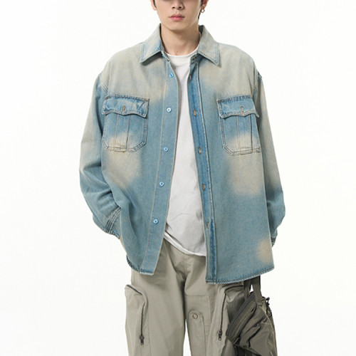 Oem jacket | Light blue jacket | Faded denim jacket | Casual vintage jacket | Flap pockets jacket