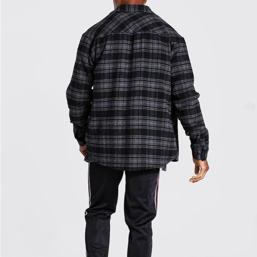 Oem jacket | Black and grey jacket | Plaid shirt jacket | Cotton shirt jacket | Long-sleeved jacket