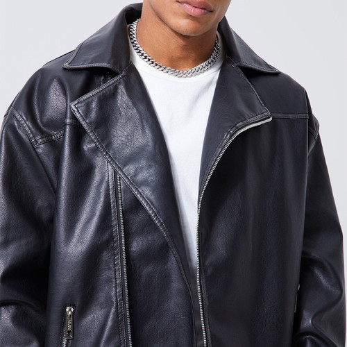 Oem jacket | Men's black leather jacket | Leather jacket with collar | Short leather jacket