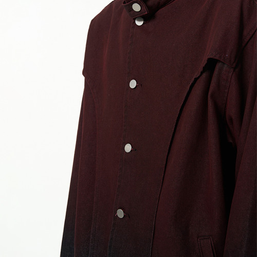 Oem jacket | Crimson black gradient jacket | Denim jacket | Stand-up collar jacket | Buttoned jacket