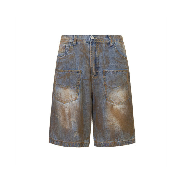 Custom shorts | Blue brown denim shorts | Vintage style shorts | High stretch denim shorts