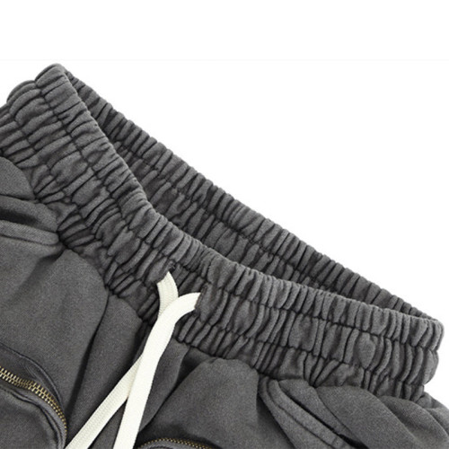 OEM shorts | Grey cargo shorts | Cotton shorts | Drawstring shorts | Metal zipped pocket design