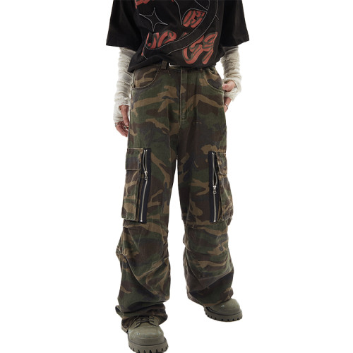 OEM pants | Camouflage pattern pants | Star embroidered pant | Large pocket design | Loose pants