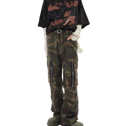 OEM pants | Camouflage pattern pants | Star embroidered pant | Large pocket design | Loose pants