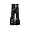 OEM pants | Black leather pants | Fashion street pants | Extra length straight pants