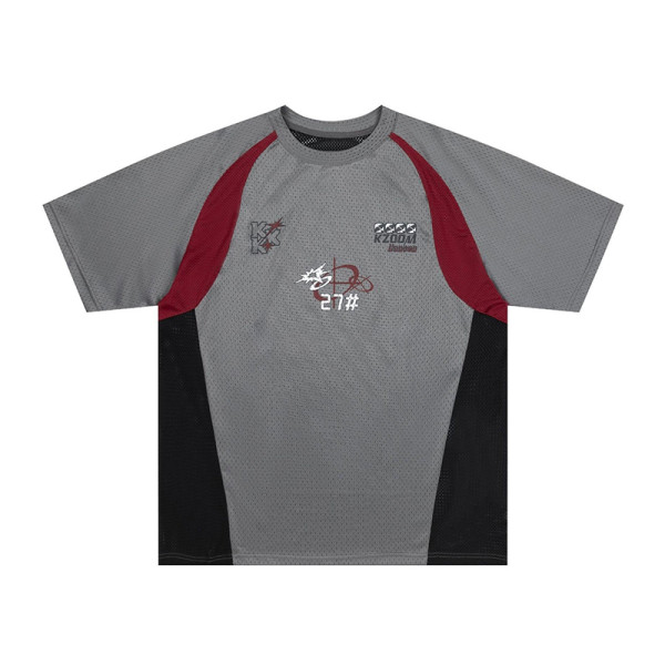 Custom T-shirt | Patchwork color sports T-shirt | Breathable mesh T-shirt | Pro racing style T-shirt