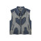 Custom T-shirt | Blue sleeveless denim vest | Patchwork colour vest | Street old worn waistcoat