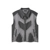 Custom T-shirt | Blue sleeveless denim vest | Patchwork colour vest | Street old worn waistcoat