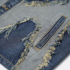 Custom T-shirt | Blue sleeveless denim vest | Patchwork colour vest | Street old worn waistcoat